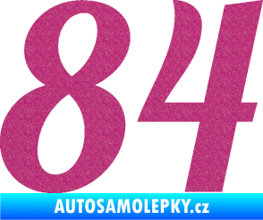 Samolepka Startovní číslo 84 typ 3  Ultra Metalic růžová