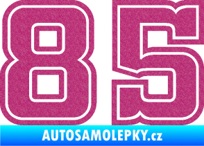 Samolepka Startovní číslo 85 typ 5 Ultra Metalic růžová