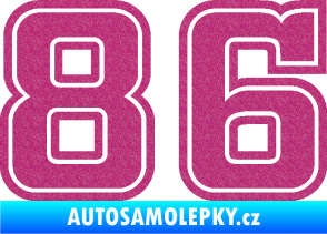 Samolepka Startovní číslo 86 typ 5 Ultra Metalic růžová