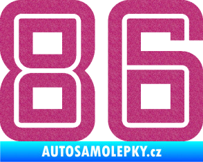 Samolepka Startovní číslo 86 typ 7 Ultra Metalic růžová