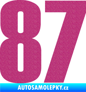 Samolepka Startovní číslo 87 typ 2       Ultra Metalic růžová