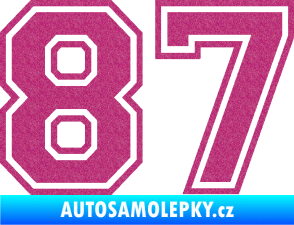 Samolepka Startovní číslo 87 typ 4 Ultra Metalic růžová