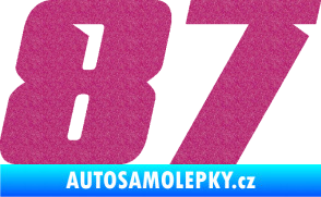 Samolepka Startovní číslo 87 typ 6 Ultra Metalic růžová