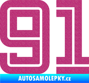 Samolepka Startovní číslo 91 typ 7 Ultra Metalic růžová