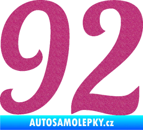 Samolepka Startovní číslo 92 typ 3   Ultra Metalic růžová