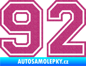 Samolepka Startovní číslo 92 typ 4 Ultra Metalic růžová