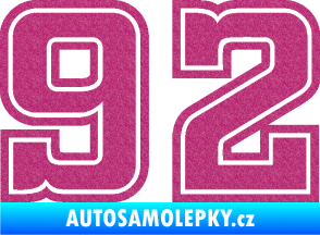 Samolepka Startovní číslo 92 typ 5 Ultra Metalic růžová