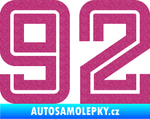 Samolepka Startovní číslo 92 typ 7 Ultra Metalic růžová