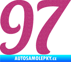 Samolepka Startovní číslo 97 typ 3   Ultra Metalic růžová