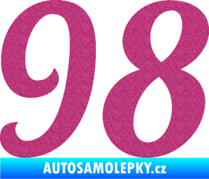 Samolepka Startovní číslo 98 typ 3   Ultra Metalic růžová