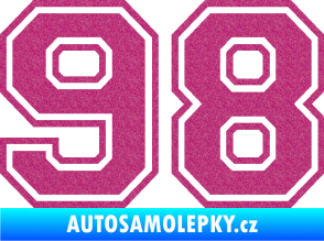 Samolepka Startovní číslo 98 typ 4 Ultra Metalic růžová