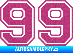 Samolepka Startovní číslo 99 typ 4 Ultra Metalic růžová