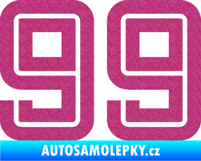 Samolepka Startovní číslo 99 typ 7 Ultra Metalic růžová