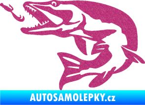 Samolepka Štika 005 levá s návnadou Ultra Metalic růžová