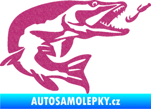 Samolepka Štika 005 pravá s návnadou Ultra Metalic růžová