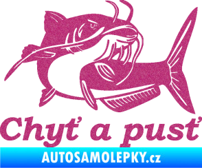 Samolepka Sumec 002 chyť a pusť pravá Ultra Metalic růžová