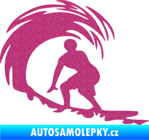 Samolepka Surfař 005 levá velké vlny Ultra Metalic růžová
