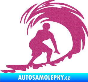 Samolepka Surfař 005 pravá velké vlny Ultra Metalic růžová