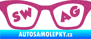 Samolepka Swag nápis v brýlích Ultra Metalic růžová