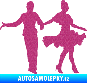 Samolepka Tanec 002 levá latinskoamerický tanec pár Ultra Metalic růžová