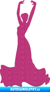 Samolepka Tanec 006 levá tanečnice flamenca Ultra Metalic růžová