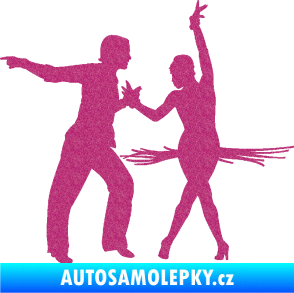 Samolepka Tanec 009 levá latinskoamerický tanec pár Ultra Metalic růžová