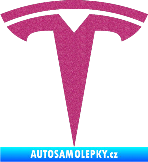 Samolepka Tesla - znak Ultra Metalic růžová