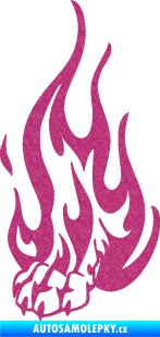 Samolepka Tlapa v plamenech levá Ultra Metalic růžová