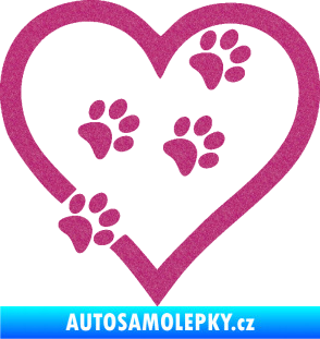 Samolepka Tlapky love 006 pravá Ultra Metalic růžová