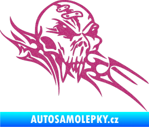 Samolepka Tribal skull pravá lebka Ultra Metalic růžová