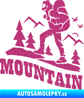 Samolepka Turista 005 levá výšlap na hory Ultra Metalic růžová