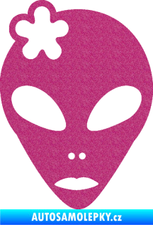 Samolepka UFO 009 slečna s kytičkou levá Ultra Metalic růžová