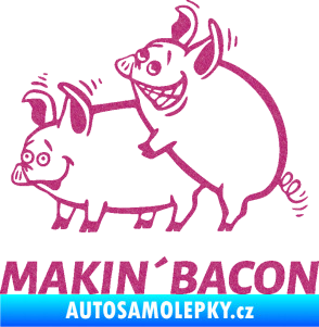Samolepka Veselá prasátka makin bacon levá Ultra Metalic růžová