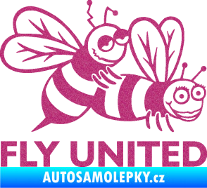 Samolepka Veselé vosy fly united pravá Ultra Metalic růžová