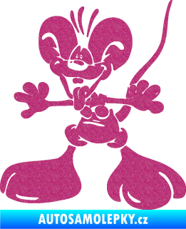 Samolepka Veselý myšák levá Ultra Metalic růžová