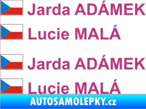 Samolepka Vlajka ČR se jménem Ultra Metalic růžová