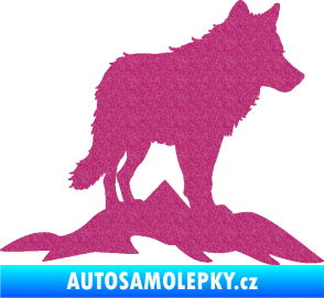Samolepka Vlk 031 pravá hory Ultra Metalic růžová