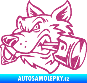 Samolepka Vlk 032 levá moto s pístem Ultra Metalic růžová