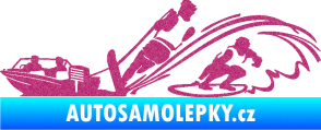Samolepka Vodní lyžování a surf levá Ultra Metalic růžová
