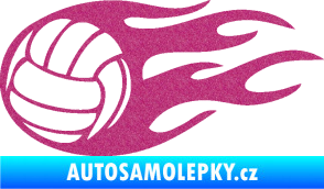 Samolepka Volejbalový míč 002 levá Ultra Metalic růžová