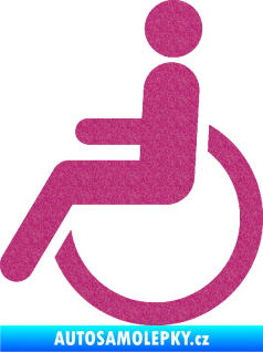 Samolepka Vozíčkář 002 invalida - levá Ultra Metalic růžová