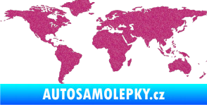 Samolepka World mapa světa Ultra Metalic růžová