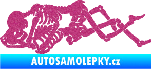 Samolepka Zamilované kostry 001 levá láska až za hrob Ultra Metalic růžová