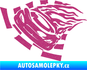 Samolepka Závodní auto 004 levá Ultra Metalic růžová