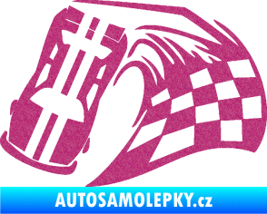 Samolepka Závodní auto 005 levá Ultra Metalic růžová