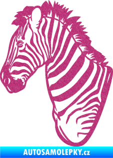 Samolepka Zebra 001 levá hlava Ultra Metalic růžová