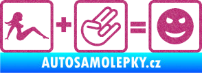 Samolepka Žena + shocker = šklebící se smajlík pravá Ultra Metalic růžová