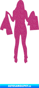 Samolepka Žena na nákupu 003 levá Ultra Metalic růžová