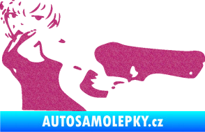 Samolepka Žena s pistolí pravá Ultra Metalic růžová