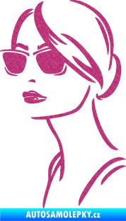 Samolepka Žena tvář 003 levá s brýlemi Ultra Metalic růžová